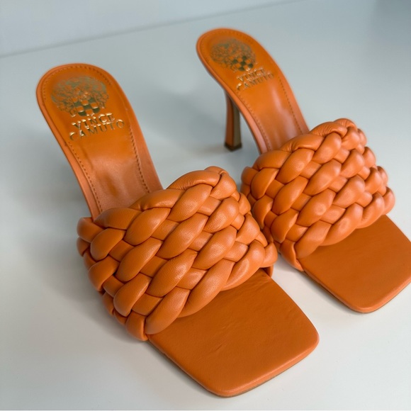Vince Camuto Orange Brinela Braided Square Toe Heel Sandal - Picture 3 of 9